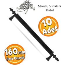 Evizmo 10 ADET Sert Plastik 160 mm Siyah Mobilya Mutfak Çekmece Dolap Dolabı Kulpu Kulbu Kulpları (10 ADET)