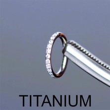 Aida Jewelss Yüksek Kalite G23 Titanium Titanyum Zirkon Su Taşı 8mm x 1.2mm Kilitli Halka Piercing