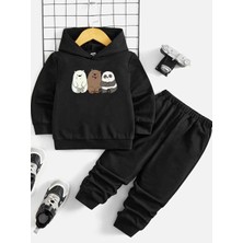 Punix Kids Punıx Kıds Özel Seri %100 Pamuk Üç Mutlu Kafadar Baskılı Kapüşonlu Erkek Çocuk Kışlık Eşofman Takımı