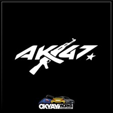 Okyay Works AK47 Sticker-Beyaz - Araba-Motosiklet Etiket Sticker