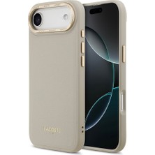 iPhone 17 Air Kılıf Lacoste Orjinal Lisanslı M-Safeli Champs Elysees Pu Deri Tasarımlı Kapak Gri