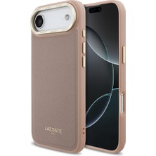 iPhone 17 Air Kılıf Lacoste Orjinal Lisanslı M-Safeli Champs Elysees Pu Deri Tasarımlı Kapak Pembe