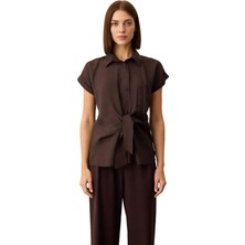 Ersefa Kadın Düz Dokuma Modal Bluz Ön Düğüm Detaylı Günlük Yeniden Tanımlıyor Fonksiyonel Estetik