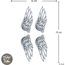 Trakya Tattoo Geçici Dövme 1-2 Hafta Kalıcı Minimal 2li Kanat Dövmesi