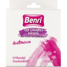 Benri Asetonsuz Oje Çıkarıcı Mendil 10'lu