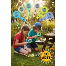 HYD 10 Adet Plastik Işıklı Pusulalı Büyüteç Doğum Günü Hediyesi Karne Hediyesi Oyuncak