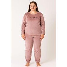 Pemilo Kadın Büyük Beden 13213 UZun Kol Kadife Pijama Takımı