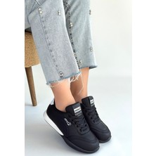 Alfaze Ortopedik Topuk Dikenine Karşı Özel Üretim Bağcıklı Spor Ayakkabı Siyah Topuk Boyu 2 cm