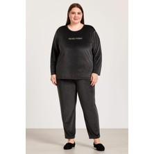 Pemilo Kadın 13213 Büyük Beden Kadife Pijama Takımı