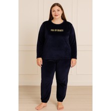 Pemilo Kadın Büyük Beden 13212 Kadife Pijama Takımı