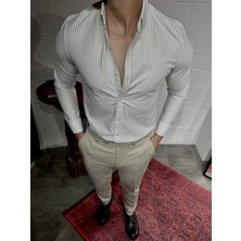 Sardınelli Özel Tasarım Şerit Detaylı Uzun Kollu Gömlek