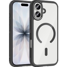 Ecruz iPhone 17 Kılıf M-Safe Şarj Özellikli Metal Kamera Çerçeveli Zore Tiko Kapak - Siyah