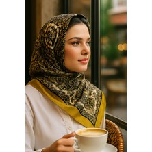Black Yellow Yeni Sezon Desenli Pamuk Eşarp - Günlük Kullanım