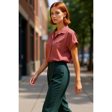 PayBuy Kadın Dokuma Flamlı Pamuklu Gömlek Regular Kesim Kısa Kollu Plaj ve Günlük Şıklık Sunar Şık