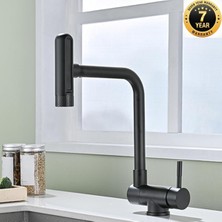 OEM Mutfak Pencere Önü Katlanır Evye Bataryası Rustik 5 Fonksiyonlu Mat Siyah 7 Yıl Garantili Ithal