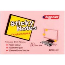 Kitabevimden Bigpoint Yapışkanlı Not Kağıdı 75X50 Pembe BP801-22