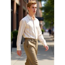 PayBuy Erkek Çizgili Regular Fit Gömlek Fonksiyonel Dayanıklı Kaliteli Konforlu Estetik Premium Şık