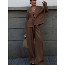 Entrendburada Kadın Kahverengi Lastikli Jogger Pantolon - 10850