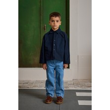 Fahhar Kids Kanguru Cepli Oversize Gömlek Lacivert