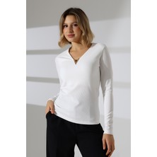 Lubiti Gold Aksesuarlı Uzun Kollu Şık Bluz