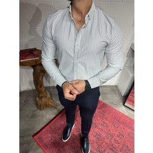 Sardınelli Özel Tasarım Şerit Detaylı Uzun Kollu Gömlek