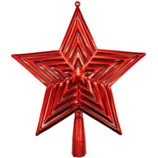 Dodomar Yılbaşı Ağaç Tepeliği (23 cm) - KIRMIZI Renkli İçiçe Geçmiş Yıldız Büyük Boy Lüks Çam Ağacı Dekorasyonu