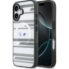iPhone 17 Uyumlu Kılıf Bmw Lisanslı M-Safeli Metal Kamera Butonlu Yatay Şeritli M Dizayn Kapak Gümüş