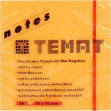 Kitabevimden Temat Yapışkanlı Not Kağıdı.(12 Adet)Fosforluturuncu 75X75 mm