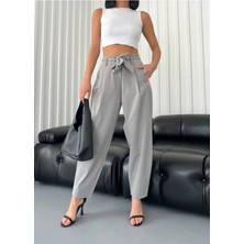 Entrendburada Kadın Colombia Kuşaklı Gri Pantolon - 10729