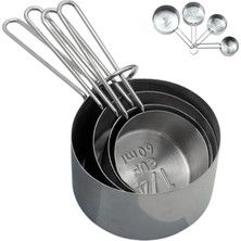 Perlotus Çelik Ölçü Kabı Seti 4’lü Profesyonel Mutfak Ölçü Kapları 1 Cup, 1/2, 1/3, 1/4