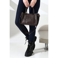 TheMoiss Çapraz Askılı The Tote Bag Suni Deri Acı Kahve Kadın Çantası,el,kol ve Omuz Çantası