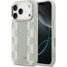 DKNY Apple iPhone 17 Pro Uyumlu Kılıf Orjinal Lisanslı M-safe Şarj Özellikli 3D Yazılı Checkered Pattern Kapak