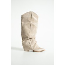 Duxal Shoes Lisa Kadın Süet Körüklü Kovboy Çizme