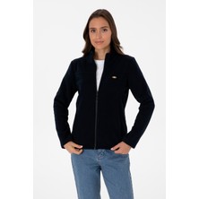 U.S. Polo Assn. Kadın Lacivert Fermuarlı Dik Yaka Polar Sweatshirt 50316729-VR059