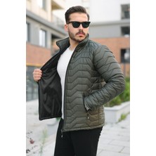 Comstar Erkek Kışlık Fermuarlı Günlük Kapitone Haki Şişme Mont