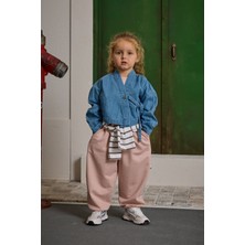 Fahhar Kids Denim Kimono Ceket Açık Mavi