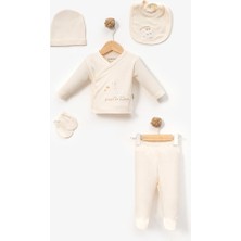 Bebitof %100 Pamuk Yavru Zürafa Desenli 5 Parça Yenidoğan Hastane Çıkışı Zıbın Seti BBTF.KRM.20229.15