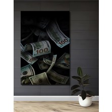 Teona Ahşap Ahşap Tablo Yüzlerce Dolar Yağmurunda Zenginlik Yağlı Boya Görünümlü Sanat Eseri Dikdörtgen Tablo