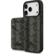 iPhone 17 Pro Kılıf Lacoste Lisanslı M-Safeli Pu Deri Kartlıklı Karışık Monogram Desenli Kapak Siyah
