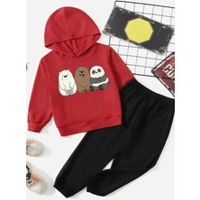 Punix Kids Punıx Kıds Özel Seri %100 Pamuk Üç Mutlu Kafadar Baskılı Kapüşonlu Erkek Çocuk Kışlık Eşofman Takımı