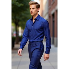 PayBuy Erkeklerin Günlük ve Iş Hayatında Yakalayan Mikro Desenli Uzun Kollu Dar Kesim Gömlek Spor