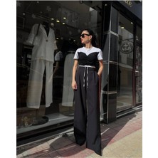 Entrendburada Kadın Siyah Beli Şerit Lastikli Pantolon - 10845