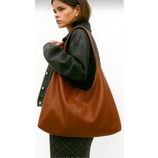 TheMoiss Kadın Kahve Büyük Boy Omuz Tote Canta Geniş Hacimli