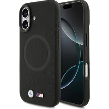 iPhone 17 Uyumlu Kılıf Bmw Lisanslı M-Safeli Metal Logolu Delikli M Dizayn Deri Kapak Siyah