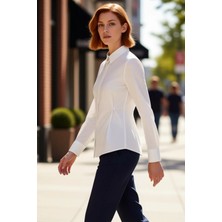 PayBuy Kadın Poplin Gömlek Düğme Detaylı Uzun Kollu Şık ve Konforlu Günlük Stil Fonksiyonel Rahat