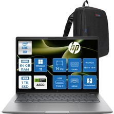 Hp Zbook 8 G1I Intel Core Ultra 7 255H 64GB Ddr5 1tb SSD 4GB/RTXA500 14" Wuxga Düşük Mavi Işık 300NIT %62,5 Srgb Windows 11 Pro Taşınabilir Iş Istasyonu B30HBESP22 + Zettaçanta