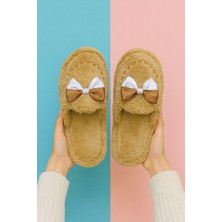 ModaFrato Golden Fiyonklu Kapalı Kadın Ev Terliği Günlük Rahat Kışlık Terlik