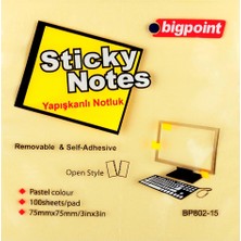 Kitabevimden Bigpoint Yapışkanlı Not Kağıdı 75X75 Sarı BP802-15-12-PKT
