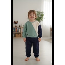 Deluxe Takı ve Giyim Renk Bloklu Erkek Çocuk Kalın Içi Polarlı Alt Üst Takım 9 Ay 4 Yaş Arası