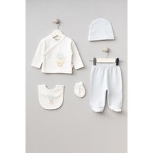 Bebitof %100 Pamuk Balonlu Tavşan Desenli 5 Parça Yenidoğan Hastane Çıkışı Zıbın Seti BBTF.MV.20119.01